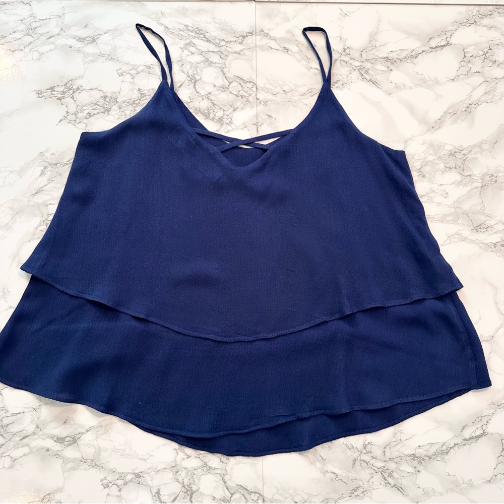 Francesca’s | Blue Layered Ruffled Cami Top - Picture 6 of 10